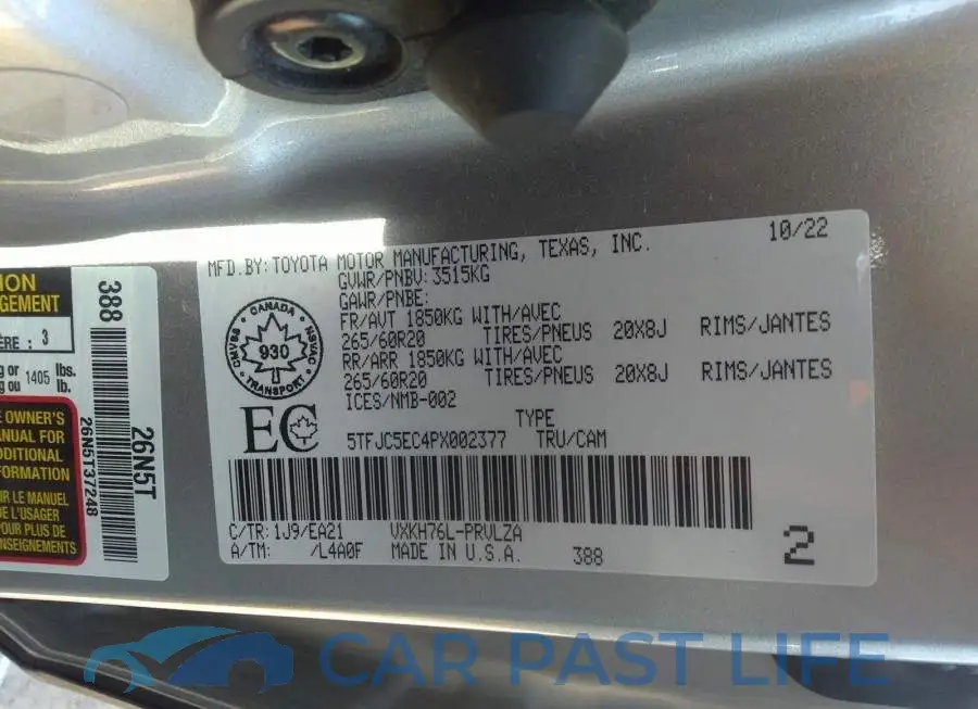 5TFJC5EC4PX002377# 9