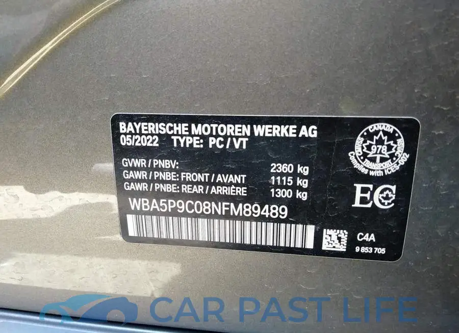 WBA5P9C08NFM89489# 9