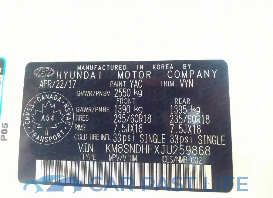 KM8SNDHFXJU259868# 9