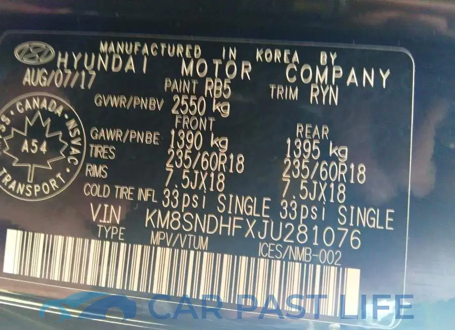 KM8SNDHFXJU281076# 9