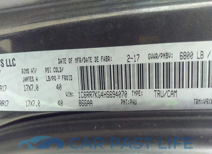 1C6RR7KG4HS694070# 9