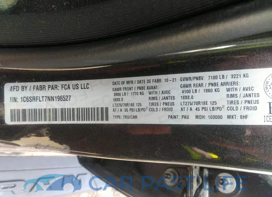 1C6SRFLT7NN196527# 9