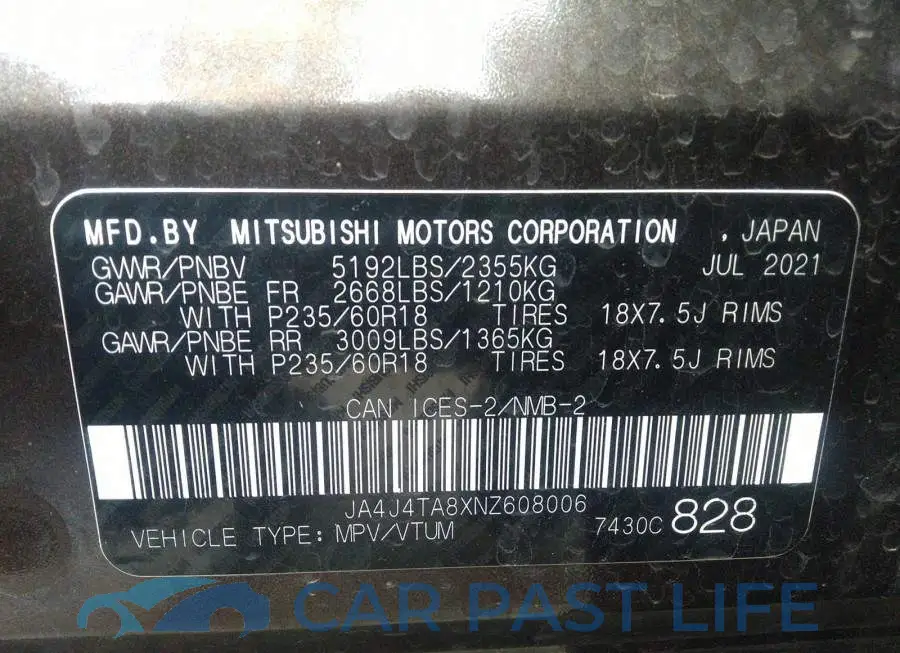 JA4J4TA8XNZ608006# 9