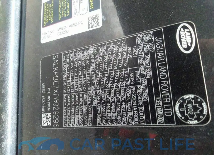 SALKPBE7XPA029296# 9
