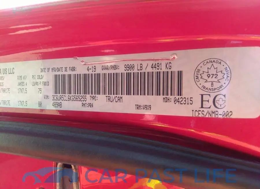 3C6UR5CL6KG565255# 9
