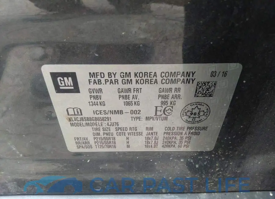 KL4CJBSB8GB658291# 9