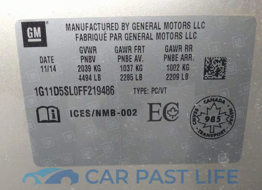 1G11D5SL0FF219486# 9