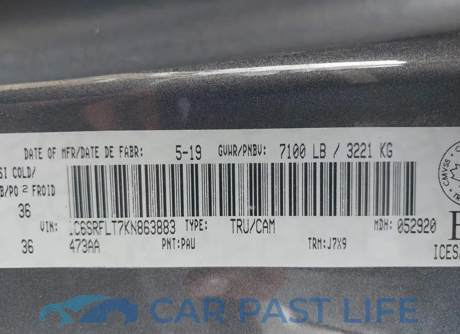 1C6SRFLT7KN863883# 9