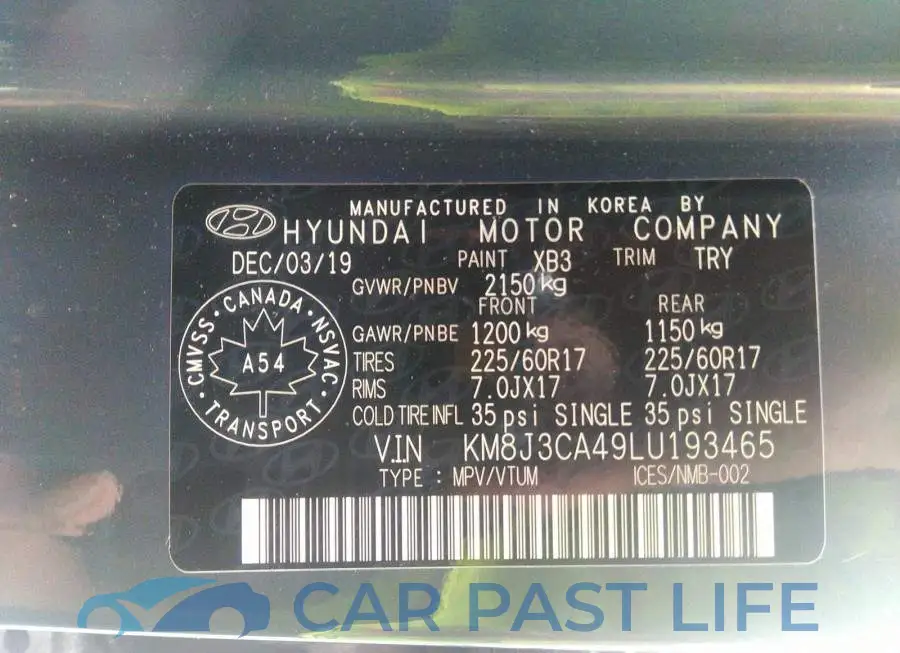 KM8J3CA49LU193465# 9