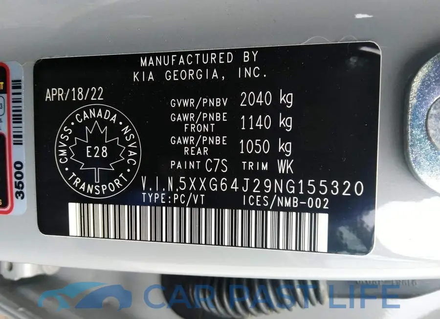 5XXG64J29NG155320# 9