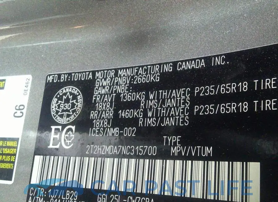 2T2HZMDA7NC315700# 9