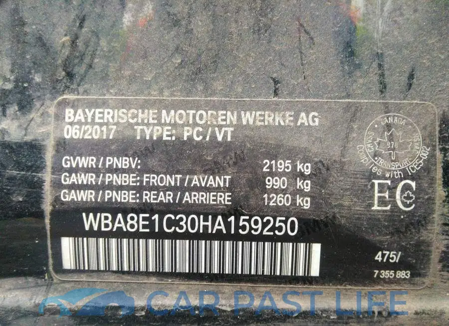 WBA8E1C30HA159250# 9