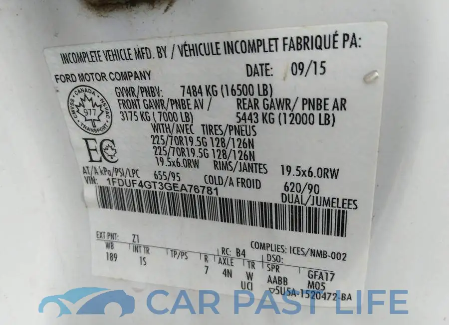 1FDUF4GT3GEA76781# 9