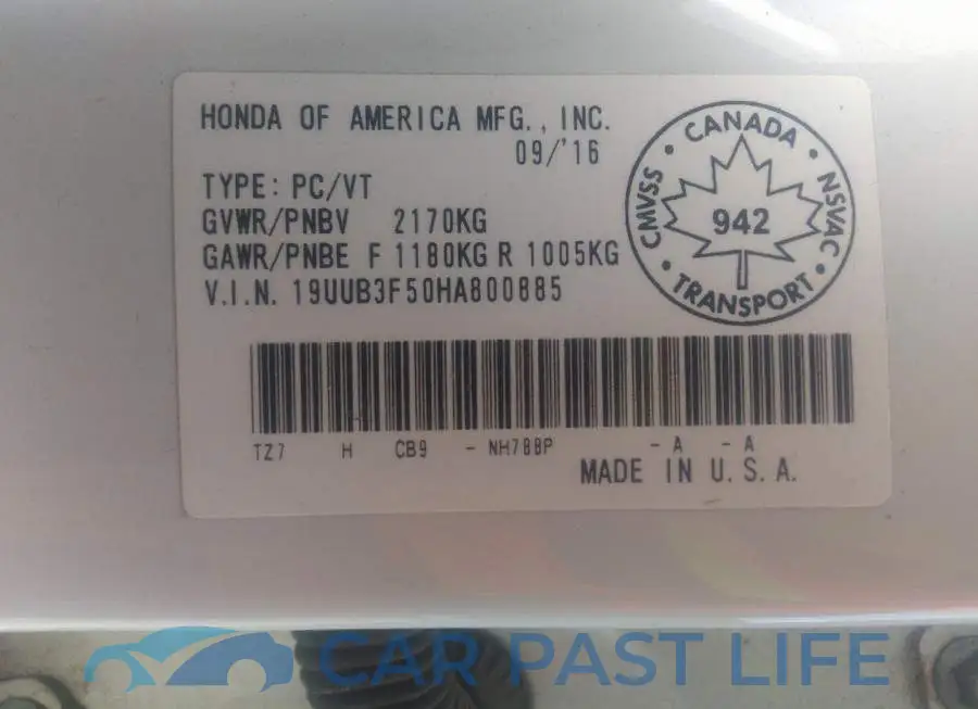 19UUB3F50HA800885# 9
