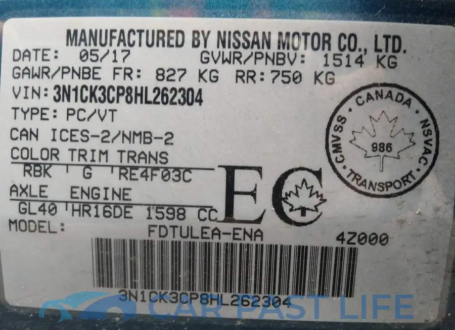 3N1CK3CP8HL262304# 9