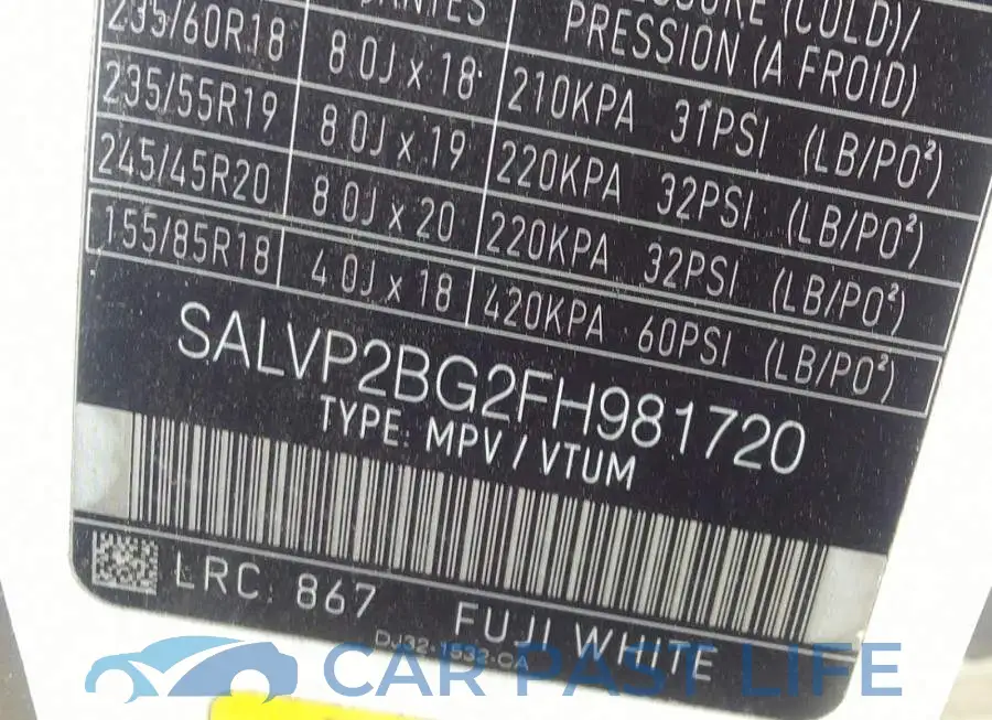 SALVP2BG2FH981720# 9