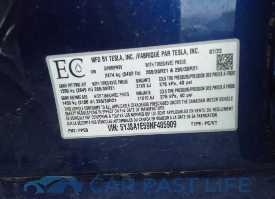 5YJSA1E59NF485909# 9