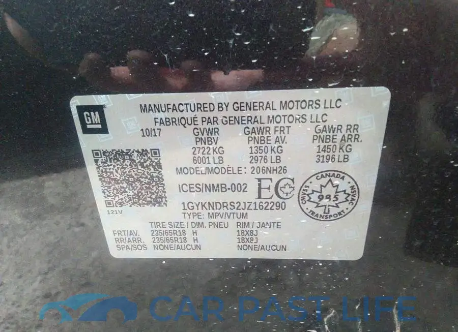 1GYKNDRS2JZ162290# 9