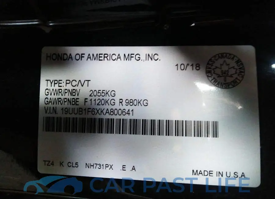 19UUB1F6XKA800641# 9
