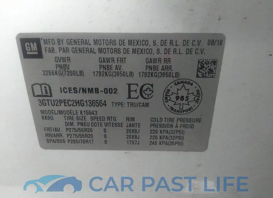 3GTU2PEC2HG136564# 9