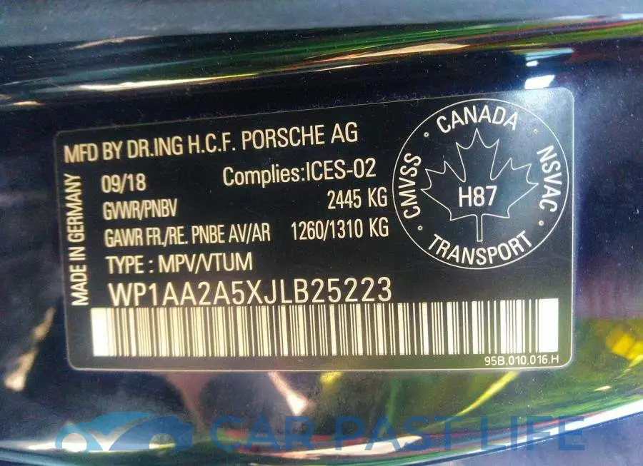 WP1AA2A5XJLB25223# 9