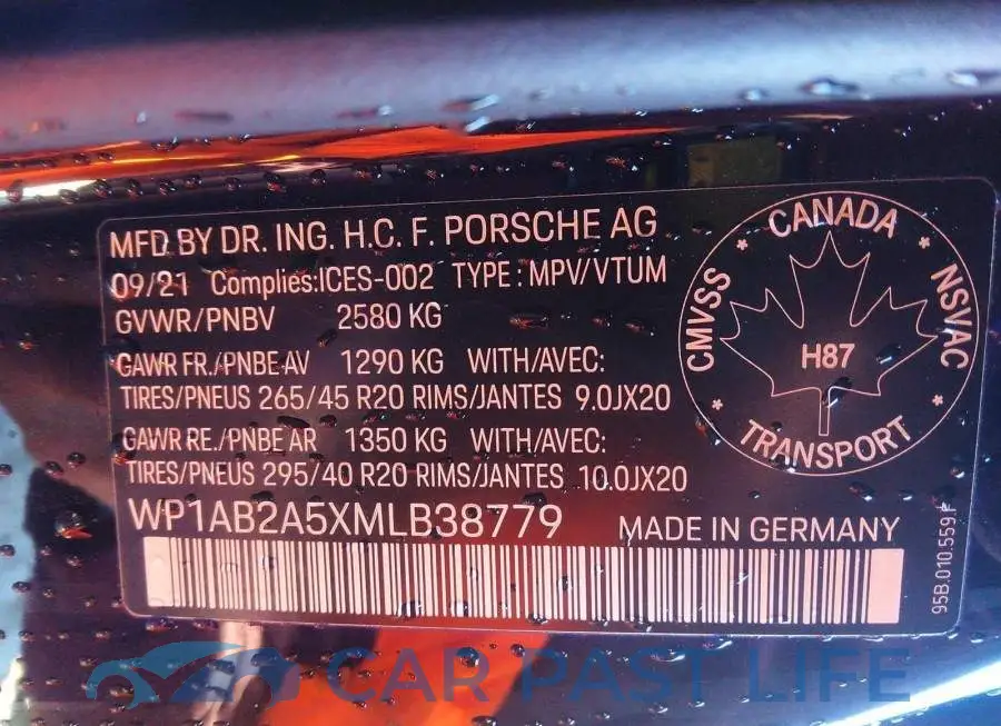 WP1AB2A5XMLB38779# 9