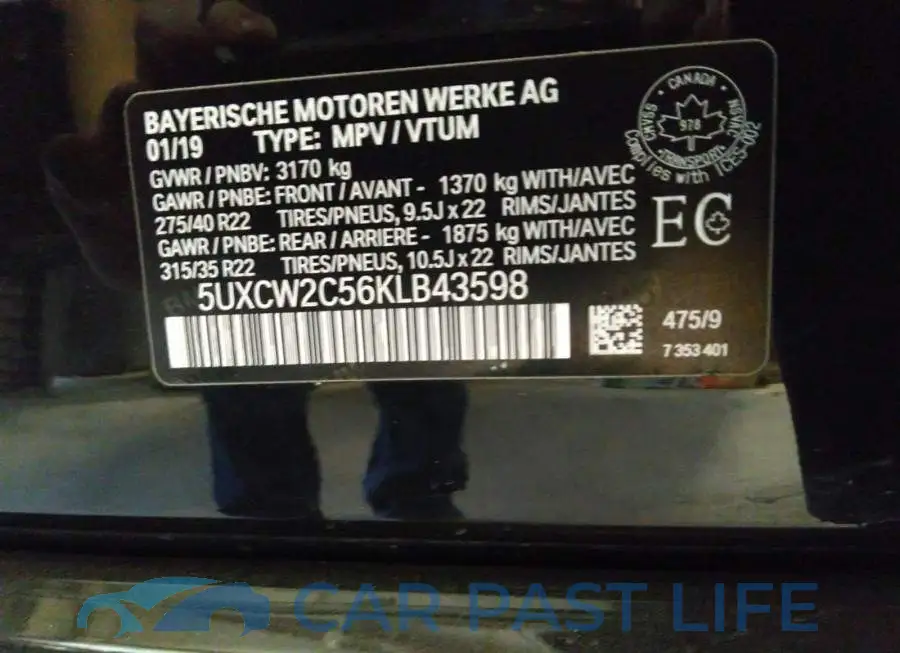 5UXCW2C56KLB43598# 9