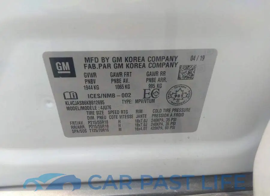 KL4CJASB6KB912695# 9