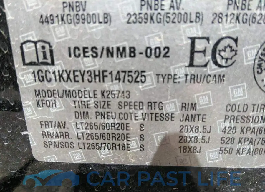 1GC1KXEY3HF147525# 9