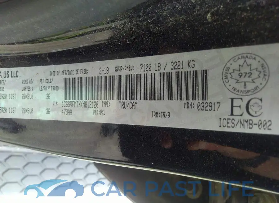 1C6SRFMTXKN812120# 9