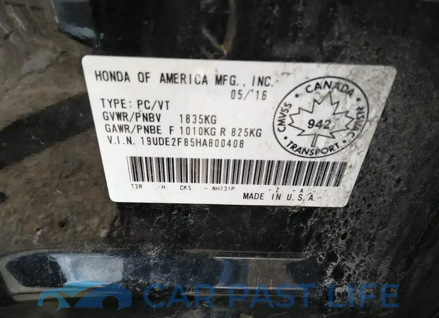 19UDE2F85HA800408# 9