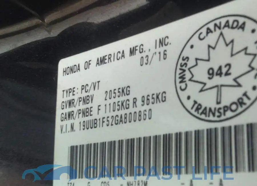 19UUB1F52GA800860# 9