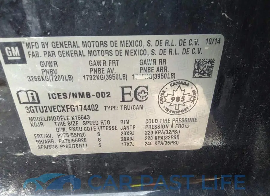 3GTU2VECXFG174402# 9