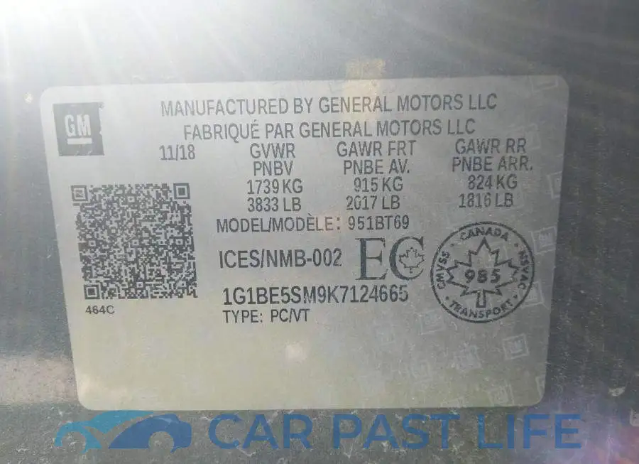 1G1BE5SM9K7124665# 9