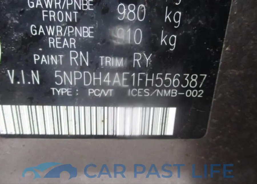 5NPDH4AE1FH556387# 9