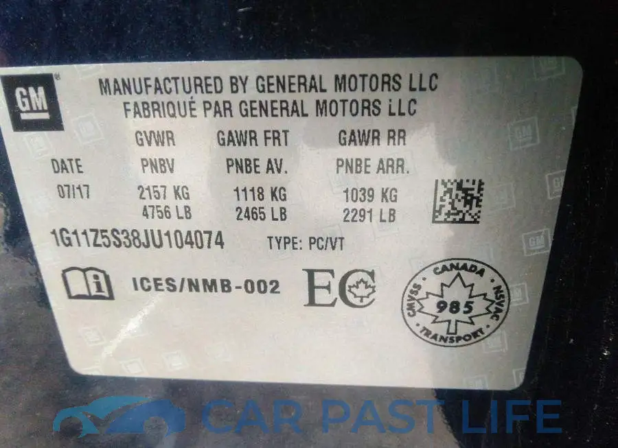 1G11Z5S38JU104074# 9