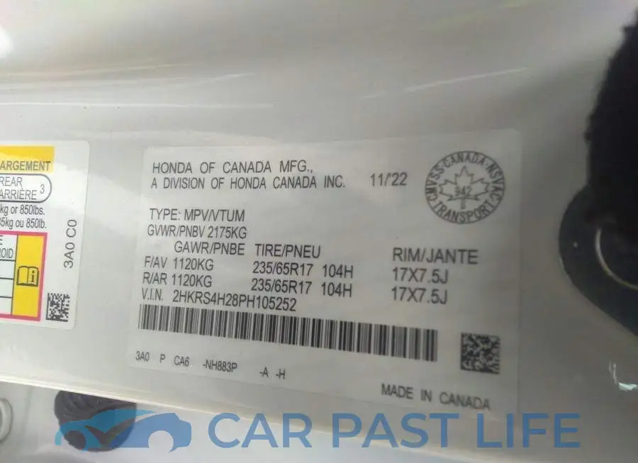 2HKRS4H28PH105252# 9