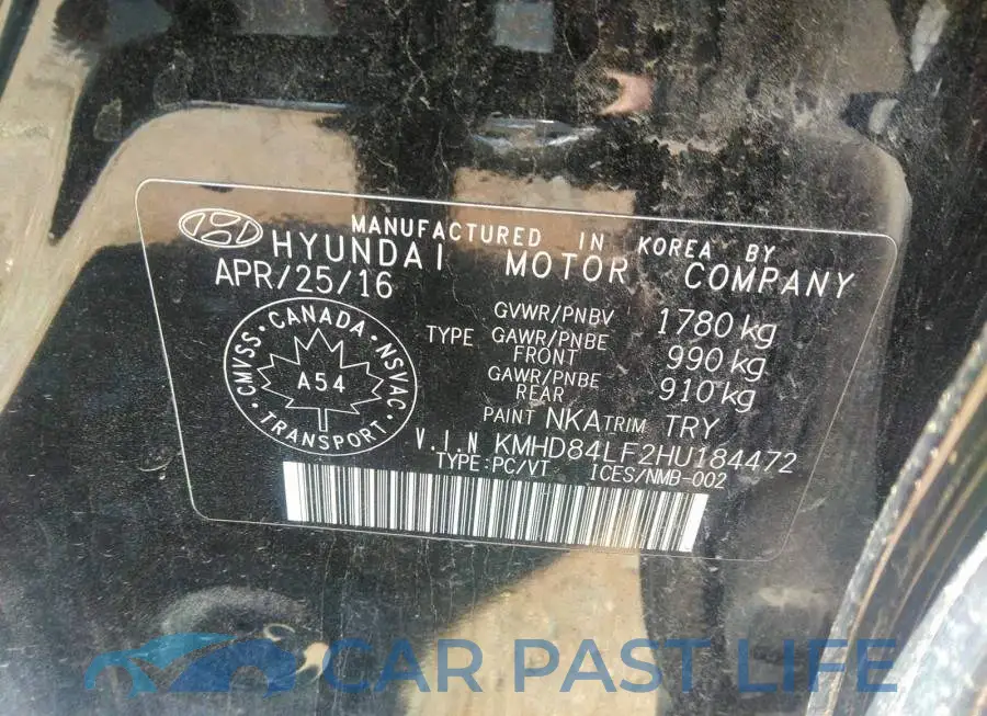 KMHD84LF2HU184472# 9