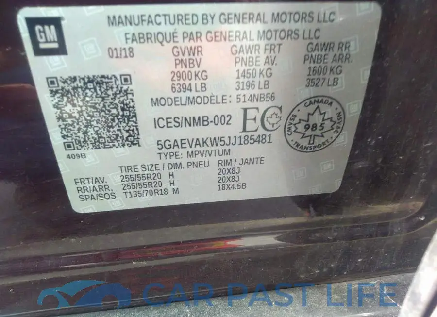 5GAEVAKW5JJ185481# 9