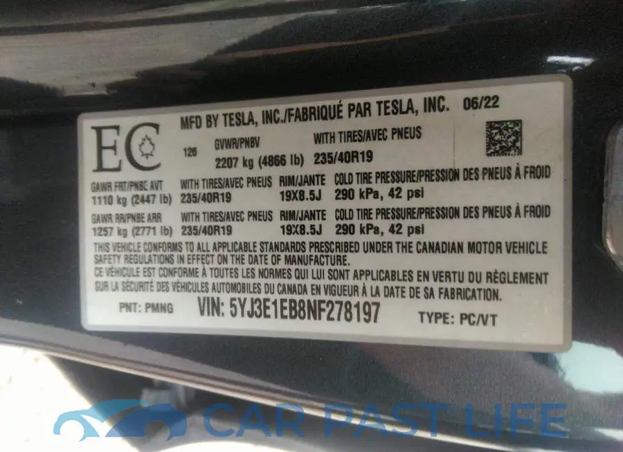 5YJ3E1EB8NF278197# 9