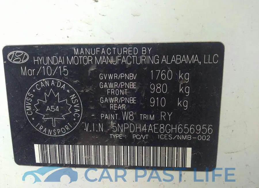 5NPDH4AE8GH656956# 9