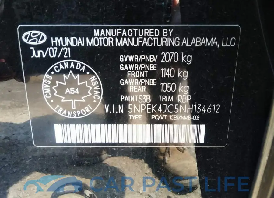 5NPEK4JC5NH134612# 9