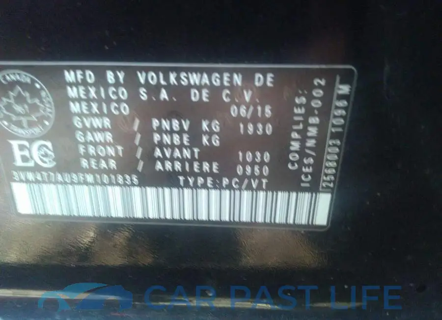 3VW4T7AU9FM101835# 9
