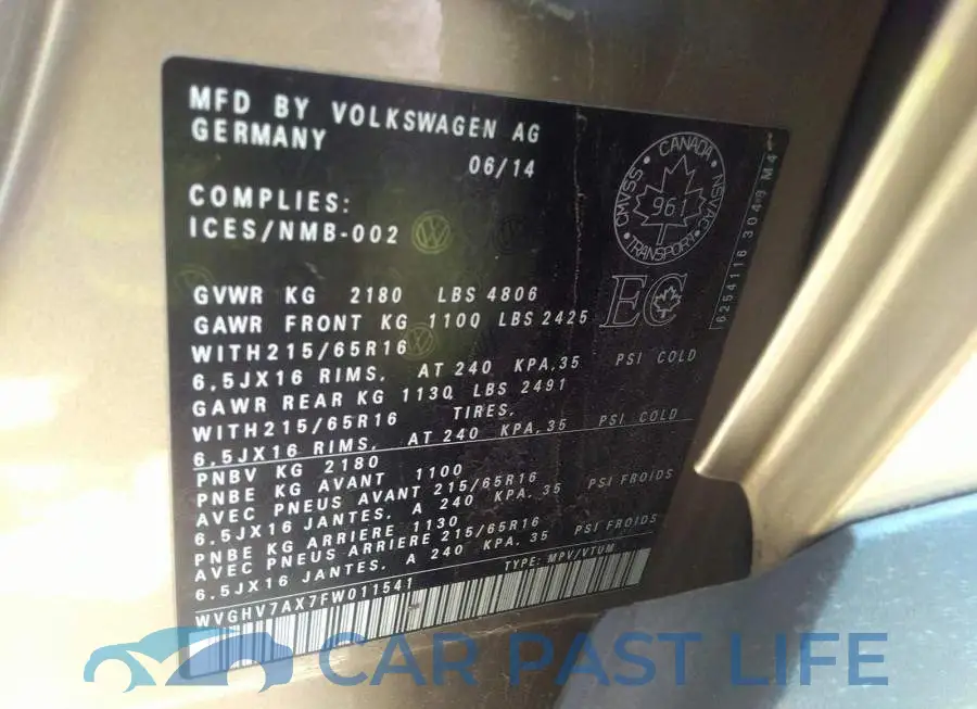 WVGHV7AX7FW011541# 9
