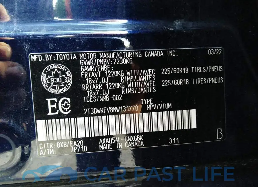 2T3DWRFV8NW131770# 9