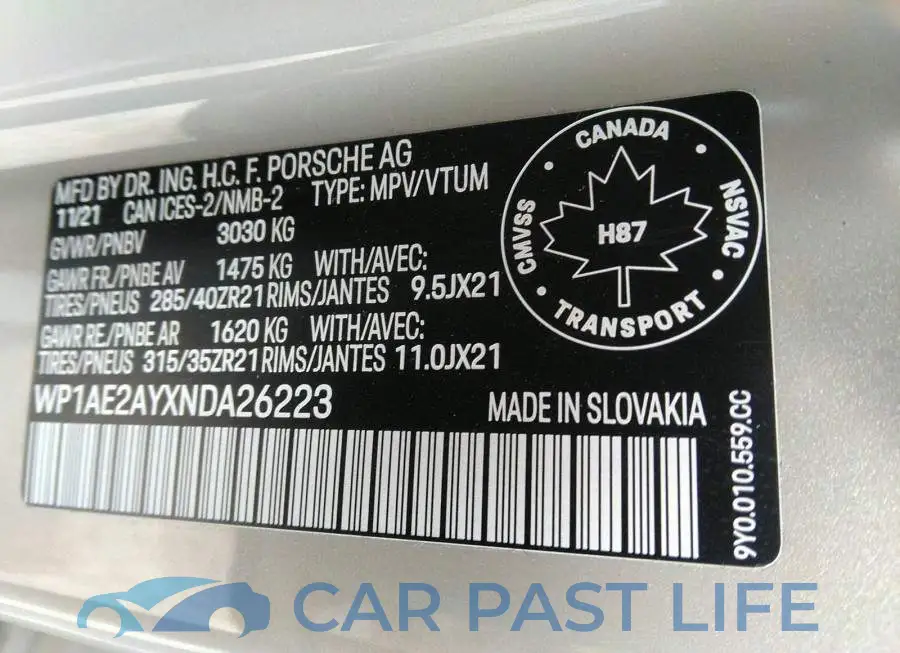 WP1AE2AYXNDA26223# 9