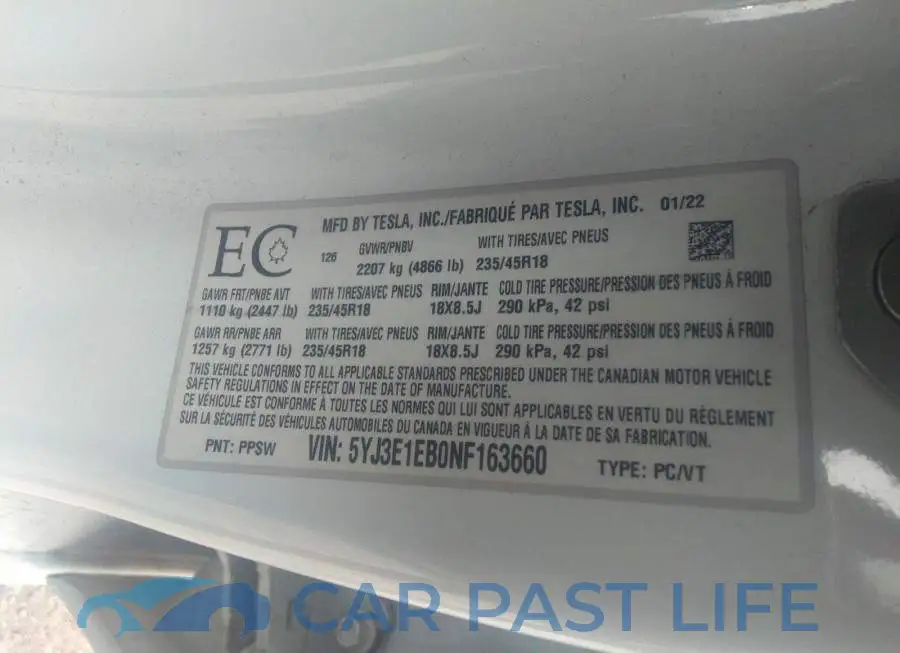 5YJ3E1EB0NF163660# 9