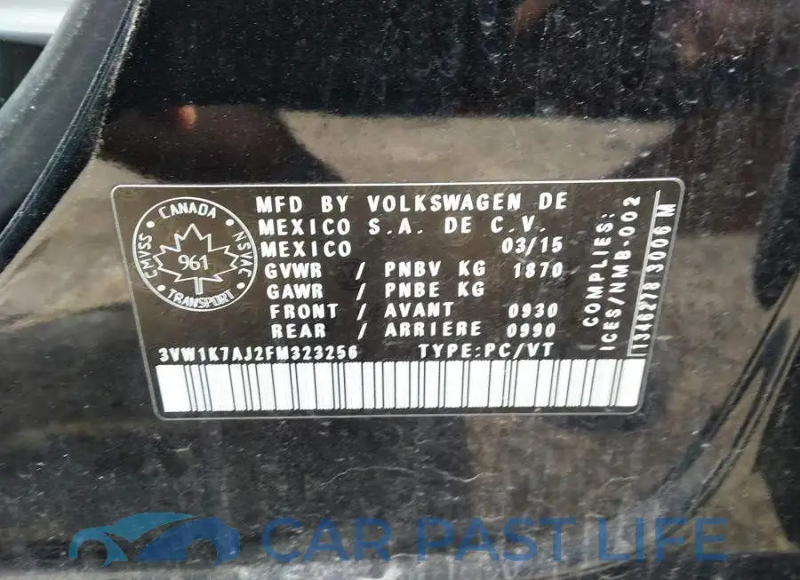 3VW1K7AJ2FM323256# 9