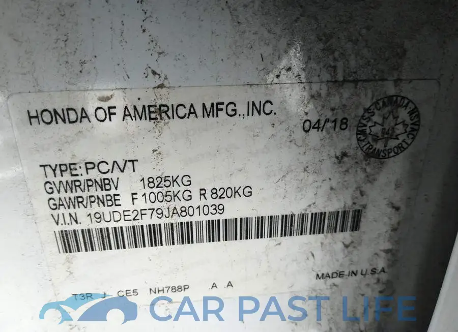 19UDE2F79JA801039# 9
