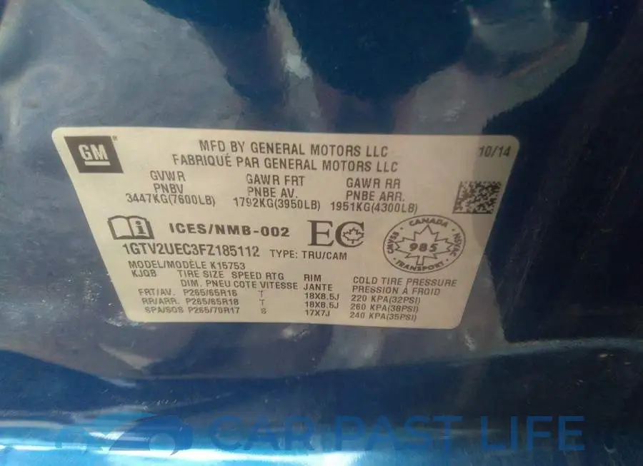 1GTV2UEC3FZ185112# 9